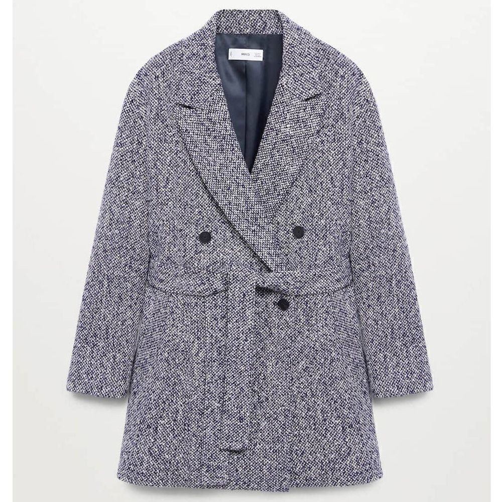 Mango Wrap Belted Coat Textured New - Picture 4 of 8